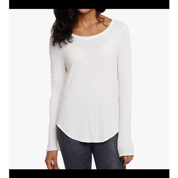 Chaser Burgundy Wisteria Waffle Print Thermal Top size Small - Picture 4 of 14